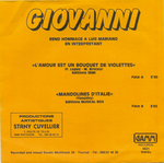 Le verso de la pochette&nbsp;: (Giovanni - L'amour est un bouquet de violettes)