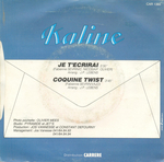Le verso de la pochette&nbsp;: (Kaline - Je t'�crirai)
