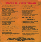 Les paroles au verso&nbsp;: (Filom�ne - Le Temps de croque-vacances)