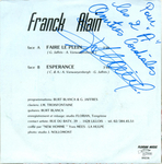 Le verso de la pochette&nbsp;: (Franck Alain - Esp�rance)