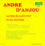 Le verso de la pochette&nbsp;: (Andr� d'Anjou - La fille du 14 f�vrier)