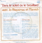 Au verso&nbsp;: (Jo Akepsimas, Mannick et Michel Scouarnec - Dans le soleil ou le brouillard)