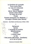 Le programme du concert (dos)&nbsp;: (Armande Alta� - Barbarock)