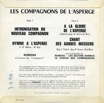 Au verso&nbsp;: (Les Compagnons de l'asperge - Intronisation du nouveau compagnon et hymne � l'asperge)