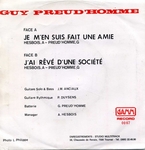 Le dos de la pochette (Guy Preud'homme - J'ai r�v� d'une soci�t�&nbsp;!)