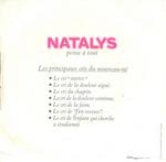 Le verso de la pochette&nbsp;: (Natalys - Ses premiers cris (deuxi�me partie))