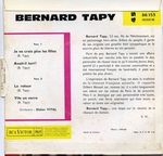 Le dos de la pochette (Bernard Tapy - Le Retour)