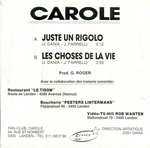 Le verso de la pochette&nbsp;: (Carole - Juste un rigolo)