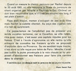 Au verso&nbsp;: (Rachel - Le Chant de Mallory)