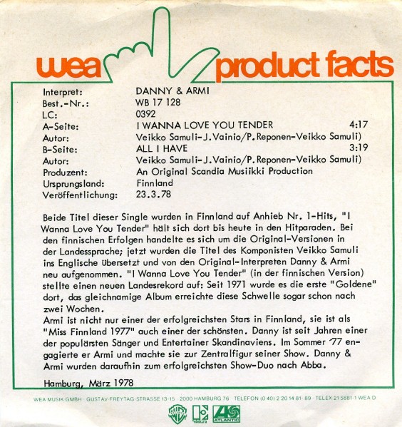 I Wanna Love You Tender Par Danny Armi Fiche Chanson B M