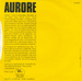 Le verso de la pochette : (Aurore - Vous m'appelez)