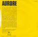 Le verso de la pochette : (Aurore - Vous m'appelez)