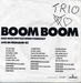 Le dos de la pochette (Trio - Boom boom)