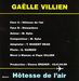 Verso de la pochette : (Galle Villien - Htesse de l'air)