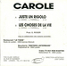 Le verso de la pochette : (Carole - Juste un rigolo)