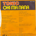 Le verso de la pochette : (Tonic - Oh ! Ma nana)