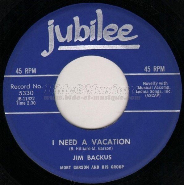 Jim Backus - I need a vacation