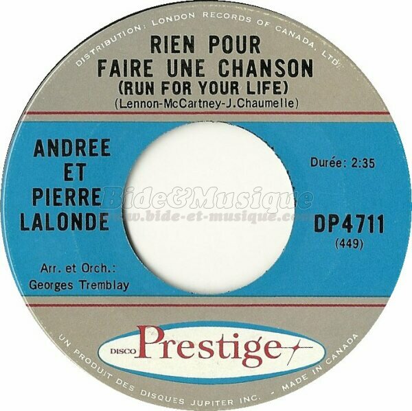 Andre et Pierre Lalonde - Rien pour faire une chanson