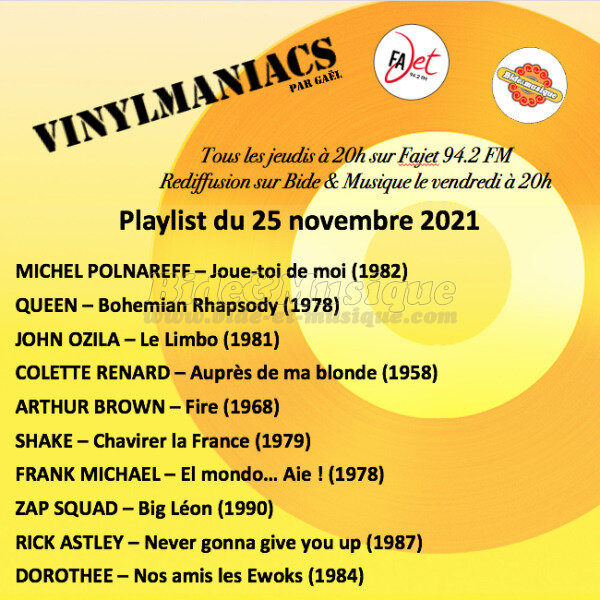 Vinylmaniacs - Emission n�190 (25 novembre 2021)