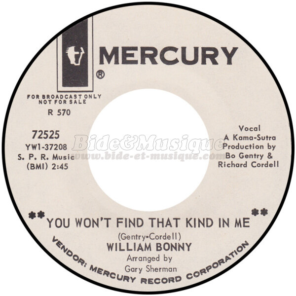 William Bonny - You won't find that kind in me