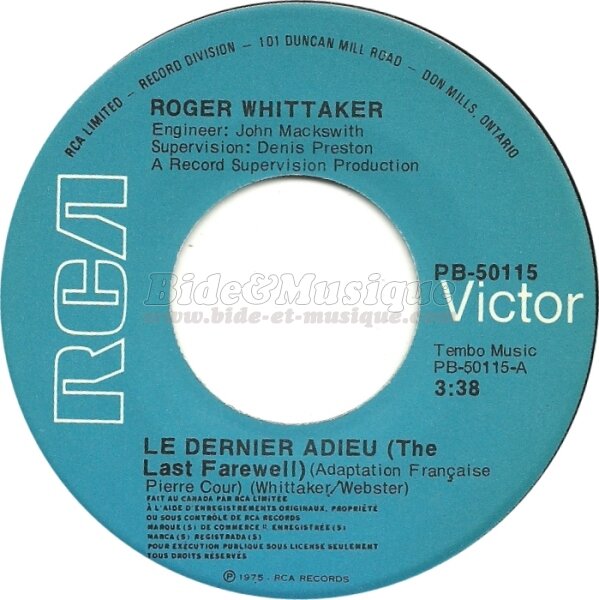 Roger Whittaker - Le dernier adieu