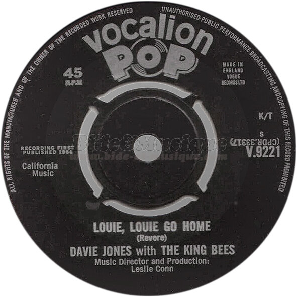 Davie Jones with the King Bees - Louie, Louie go home