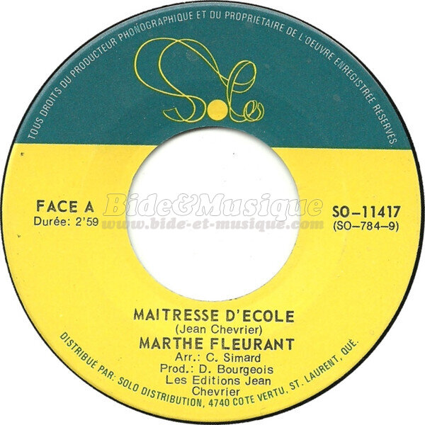 Marthe Fleurant - Maitresse d'�cole
